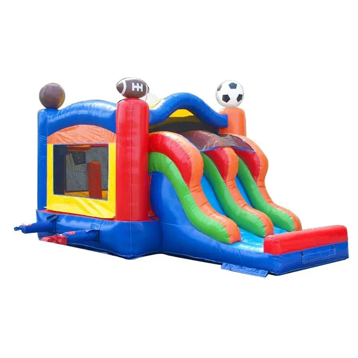 Kids Sports Bounce House and Double Lane Slide Combo 15x17